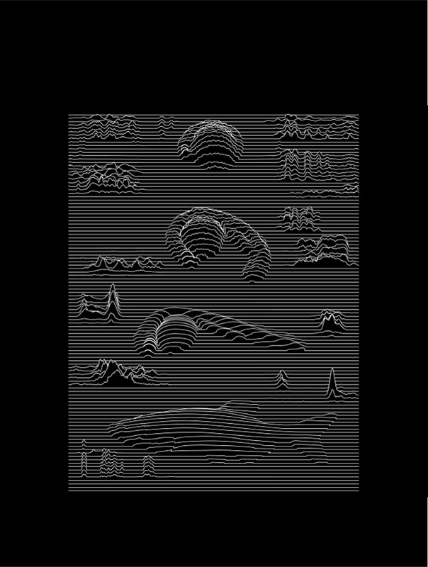 DANIO-CODE cover art: zebrafish embryos at successive developmental stages drawn as stacked genomic signal tracks, white lines on black